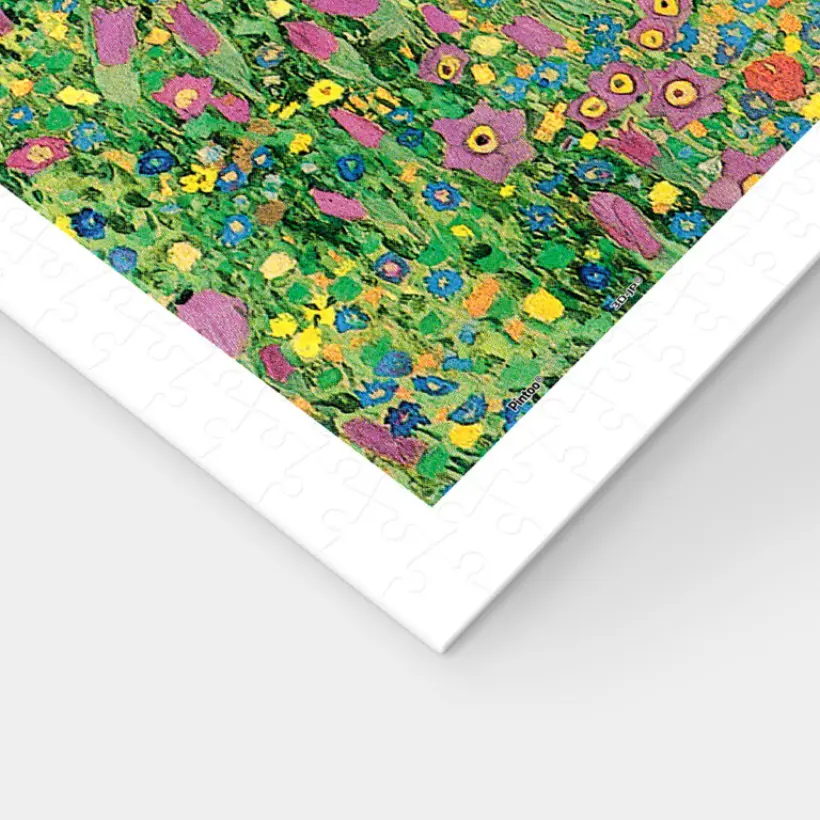 Nærbillede af kantbrikkerne på puslespillet Klimt – The Kiss